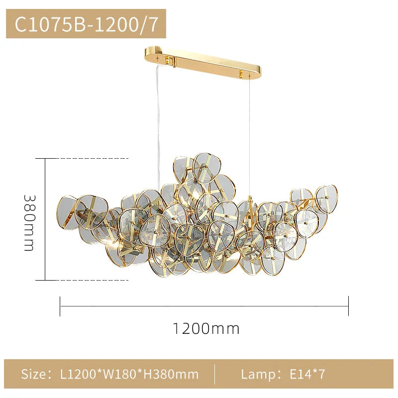 Afralia™ Sunflower Glass Chandelier: Modern Light Luxury for Living Room, Restaurant, Bar - LED
