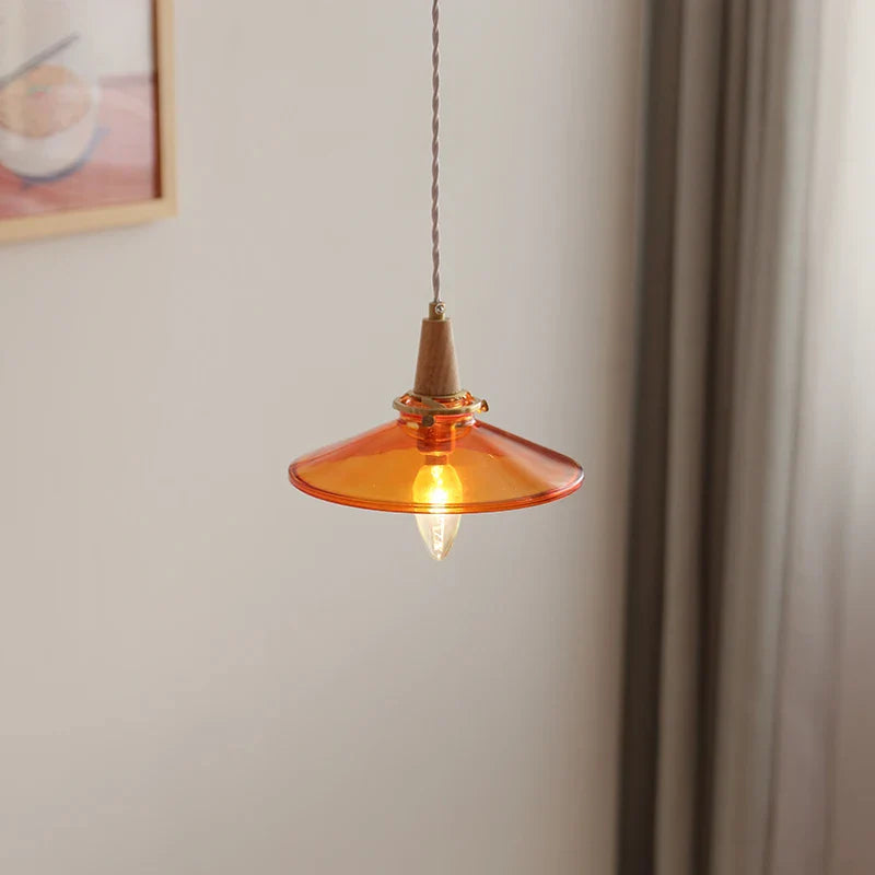 Afralia™ Wood Amber Glass LED Pendant Light Fixture - Nordic Modern Hanging Lamp