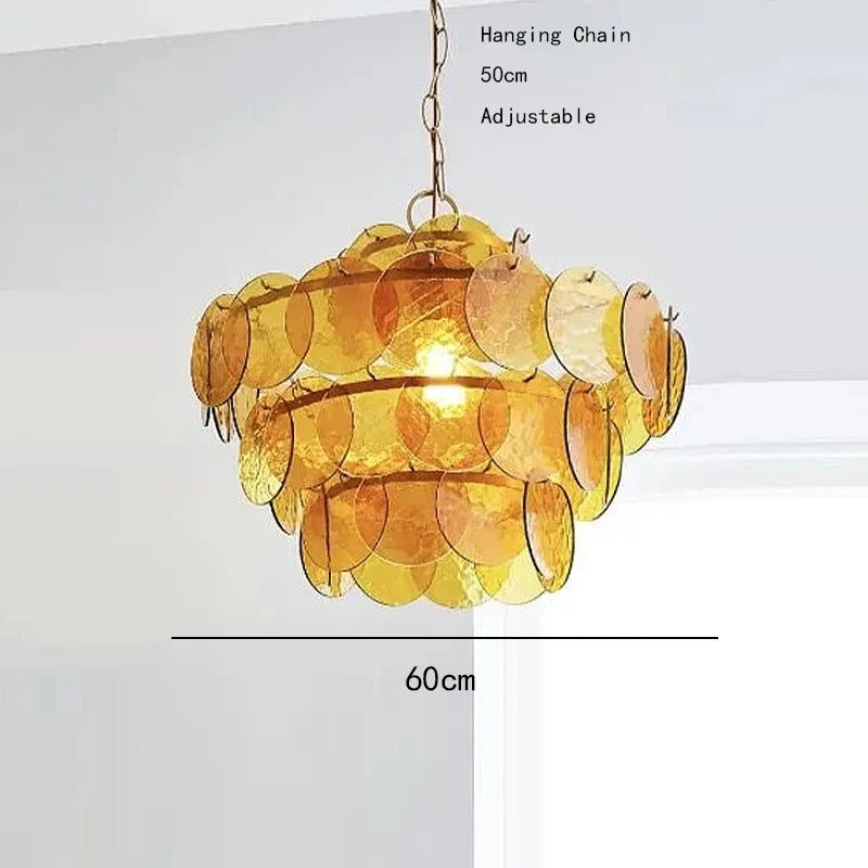 Afralia™ Modern Glass Piece Chandelier for Living Room, Green Amber Clear Lighting Fixtures