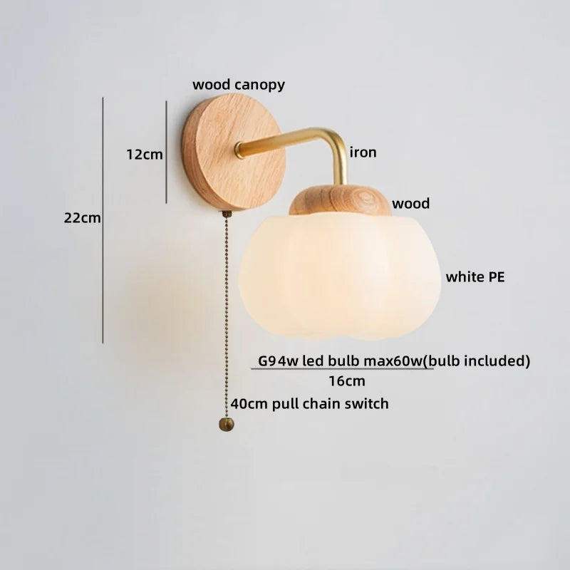 Afralia™ Cotton LED Wall Lamps with Pull Chain Switch for Restaurant Living Room Bedroom