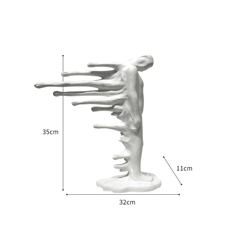 Afralia™ Silver Man Abstract Human Body Sculpture Figurine Home Decor Accessory