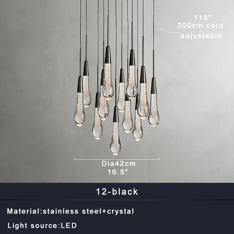 Afralia™ Crystal Water-drop Ceiling Chandelier, Elegant Dining Room Décor.