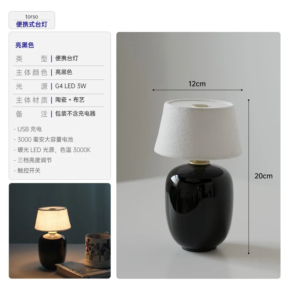 Afralia™ Retro Ceramics Table Lamp Touch Control LED Desk Light Home Decor