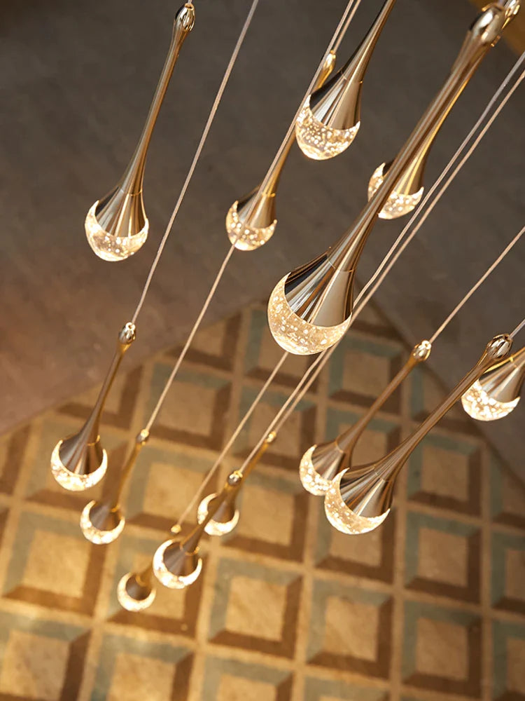 Afralia™ Crystal Chandelier: Modern LED Water Droplet Staircase Light