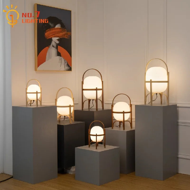 Afralia™ Solid Wood Glass Desk Lamp LED E27 Vintage Table Light Living Room Bedroom.