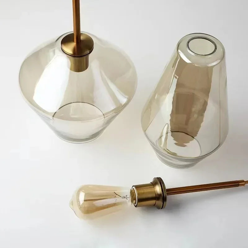 Afralia™ Glass Chandelier: Amber Pendant Lights for Dining, Living Room, Bedroom, Hotel, Cafe