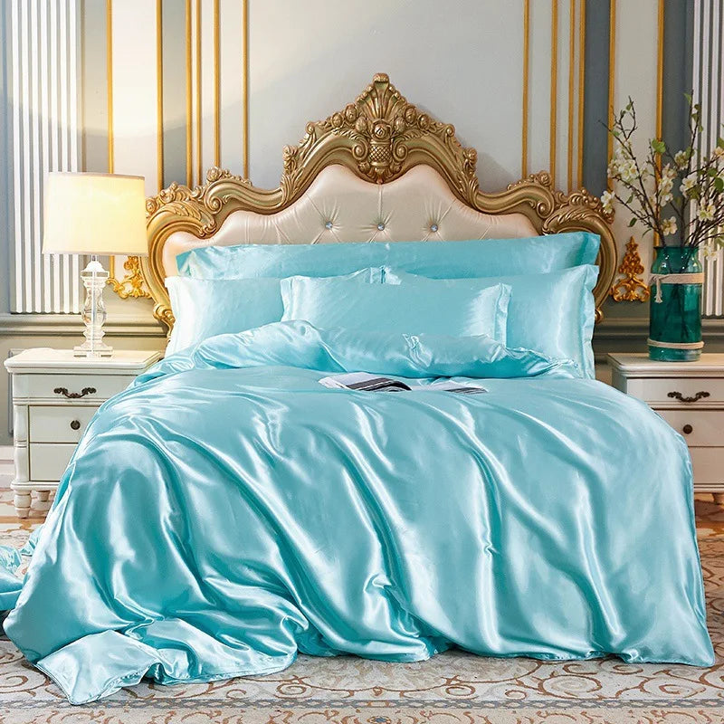 Afralia™ Luxe Satin Silk Duvet Cover Set | Soft Skin-Friendly Comforter with Pillowcase