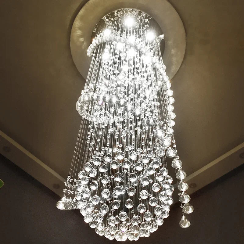 Afralia™ Modern Crystal Chandelier for Staircase, Luxury LED Lighting Fixture for Living Room.