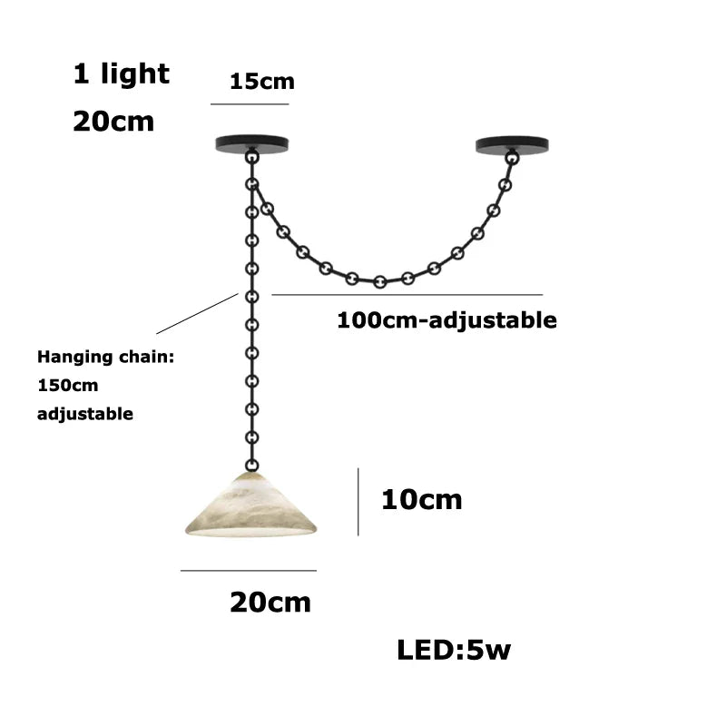 Afralia™ Gold Black Pendant Chain LED Lucite Chandelier - Indoor Bedroom Ceiling Light Fixtures
