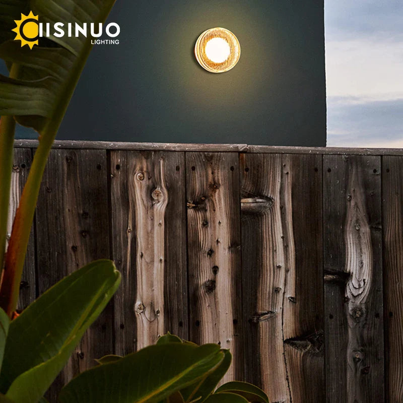 Afralia™ Outdoor Round Black Aluminum LED Wall Light for Porch Entryway Decor