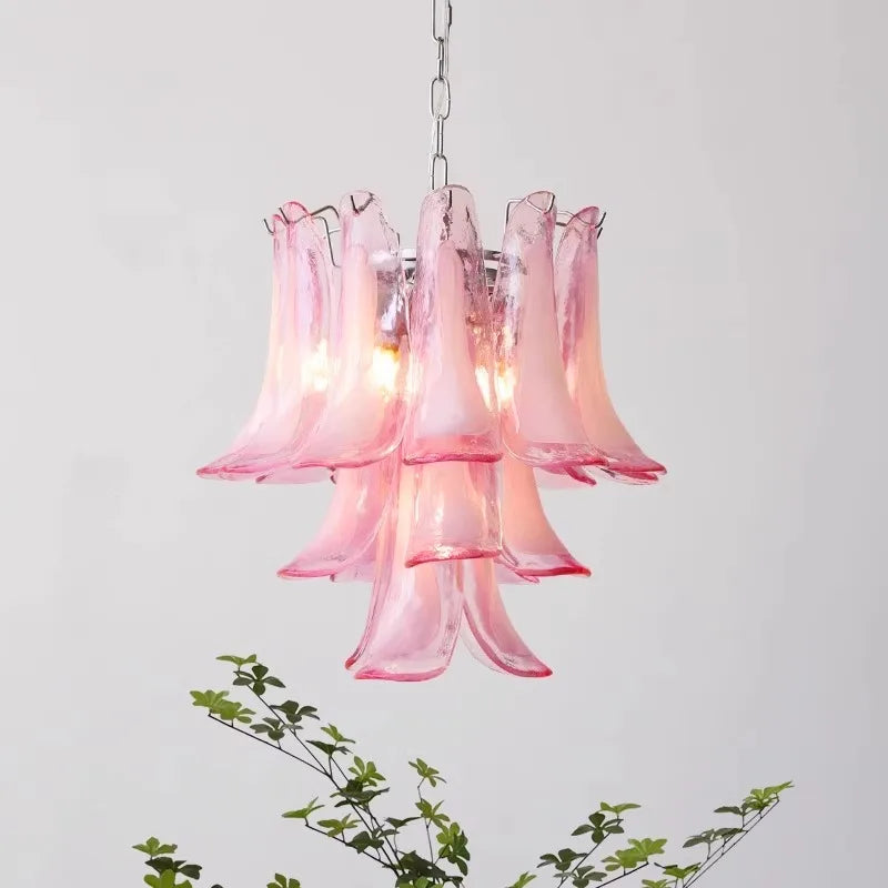 Afralia™ Pink Glass Luxury Chandeliers: Elegant French Style LED Lighting for Girl's Room