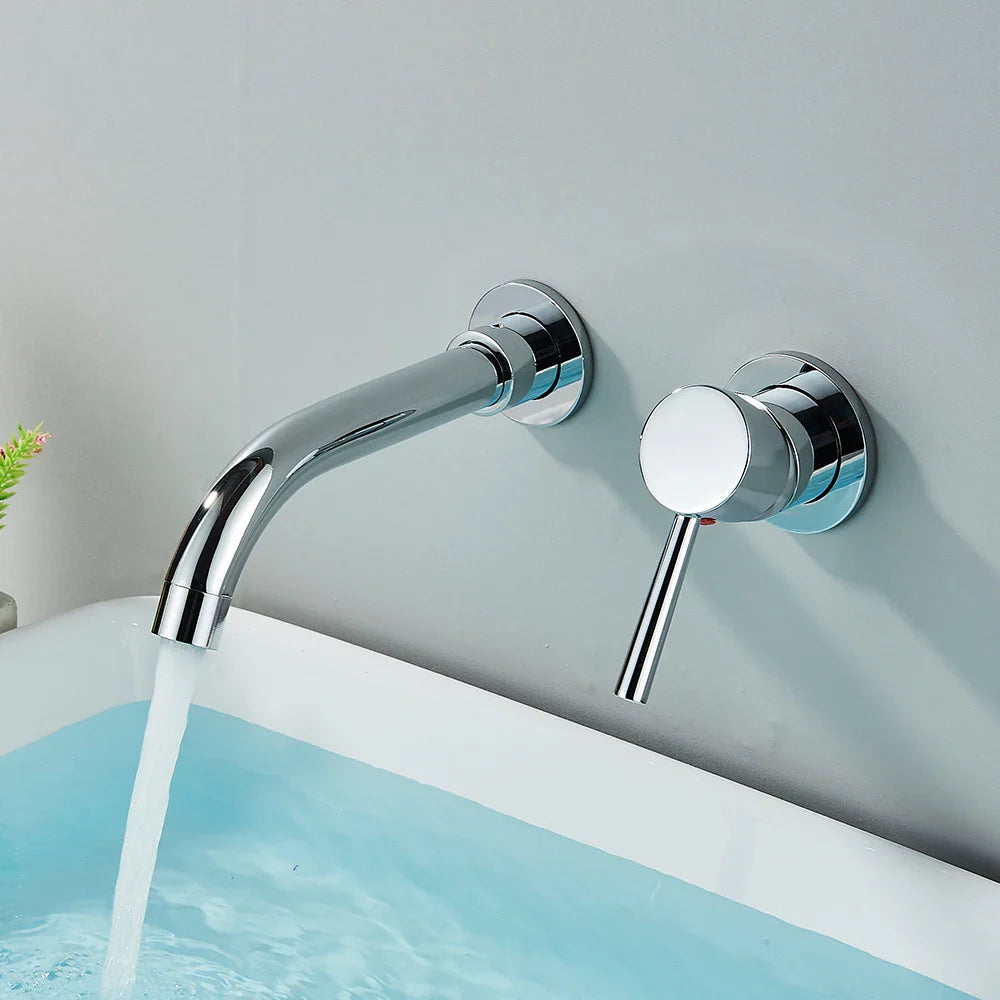 Afralia™ Wall Mounted Basin Faucet with Swivel Spout - Hot Cold Mixer Tap