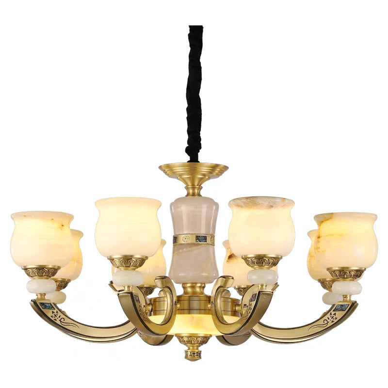 Afralia™ Luxury Natural Jade Chandelier for Duplex Villa and Restaurant, Guangdong Lamps