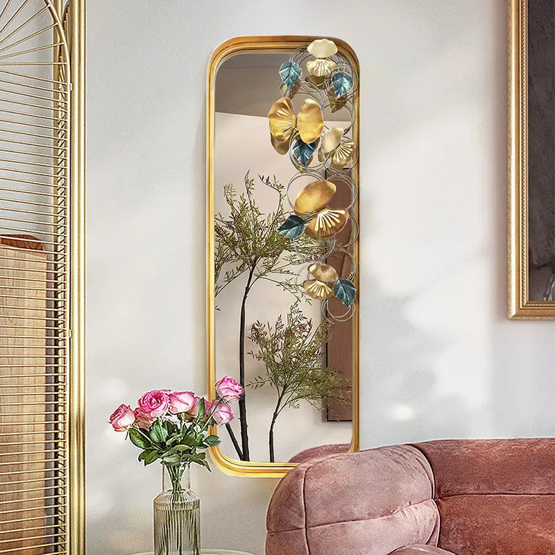 Afralia™ Petal Wall Decoration Mirror - Luxury Metal Door & Bedroom Decor