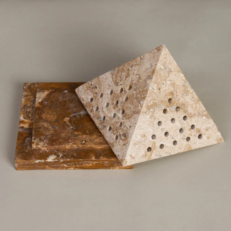 Afralia™ Beige Travertine Marble Mubkhar Bakhoor Incense Holder Oud Burner
