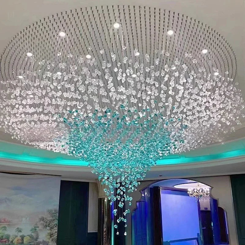 Afralia™ Modern Crystal Stone Chandelier for Hotel Lobby, Staircase, and Villa