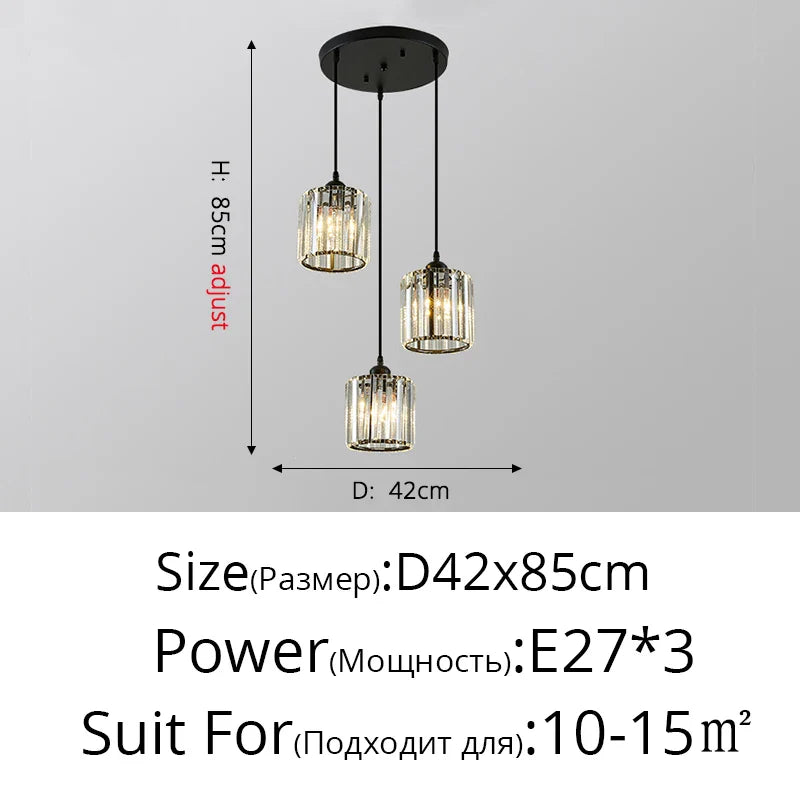 Afralia™ Crystal Chandelier Luxury Ceiling Lamp LED Modern Pendant Light for Indoor Spaces