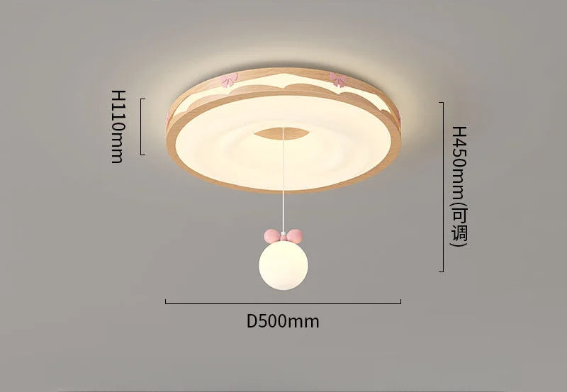 Afralia™ Cream Wind Walnut Round Master Bedroom Lamp Warm Retro Hanging Ball Ceiling