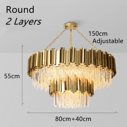 Afralia™ Modern Gold K9 Crystal Chandelier for Luxury Home Decor & Lighting