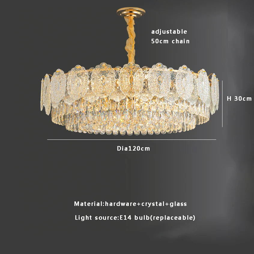 Afralia™ Gold Glass Dining Table Lamp | Modern Round Crystal Hanging Pendant Lights