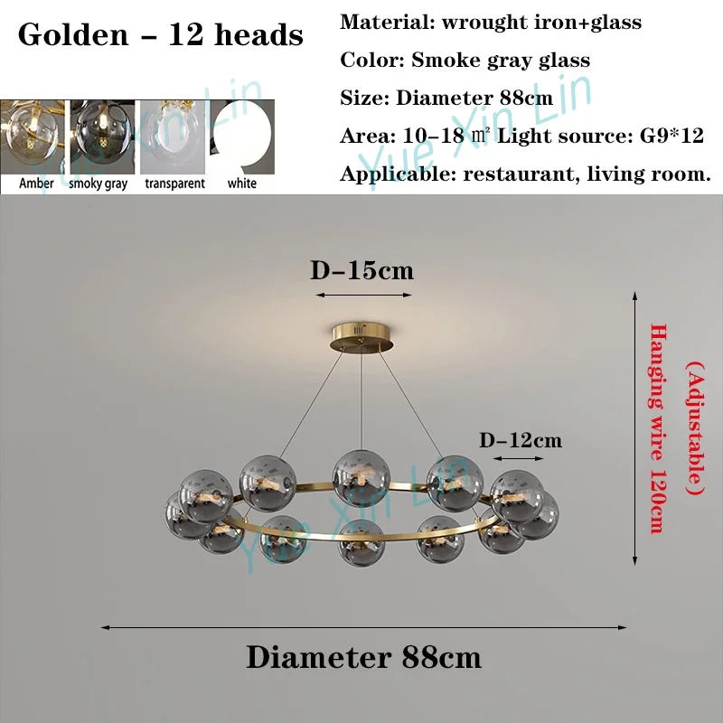 Afralia™ Glass Living Room Chandelier: Luxury Italian Style Ceiling Light for Modern Interior