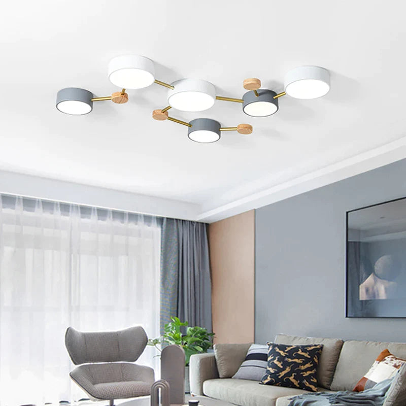 Afralia™ Macaroon Wood Ceiling Light - Modern Nordic LED Fixture for Home Decor