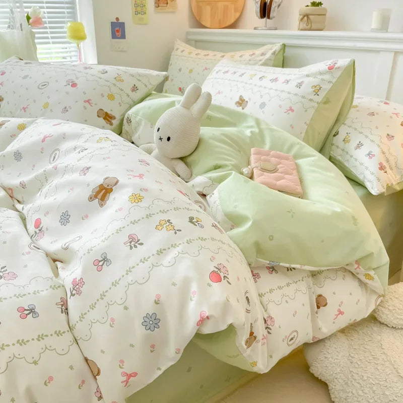 Afralia™ Cartoon Printed Cotton Quilt Cover Set - Soft, Breathable, Colorfast Bedding