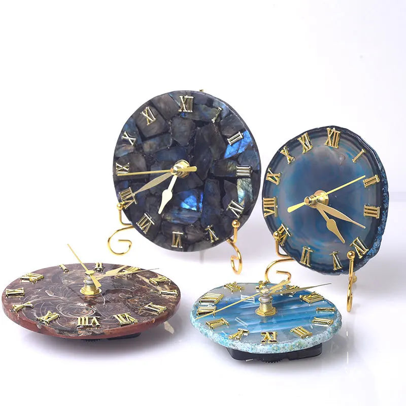 Afralia™ Agate Stone Gold Digital Clock for Home Decoration