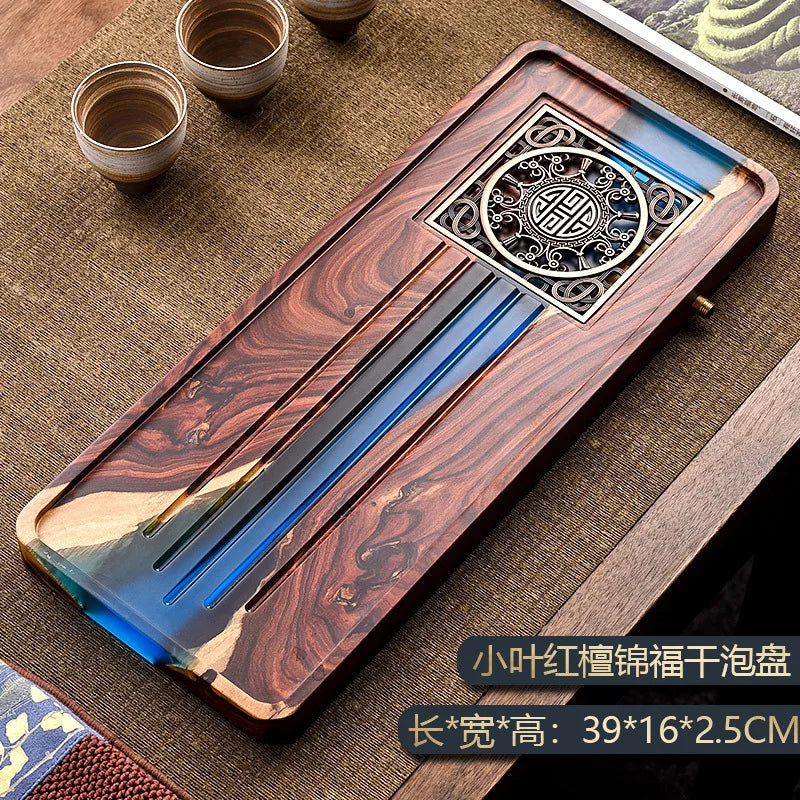 Afralia™ Handmade Wood Resin Tea Tray | Bubble Tea Table Home Kung Fu Set