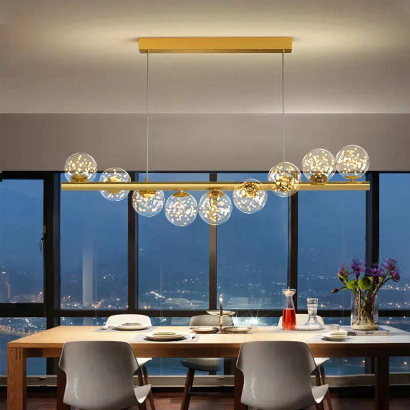 Afralia™ Glass Ball G9 LED Chandelier for Dining Room, Kitchen, Office & Front Desk