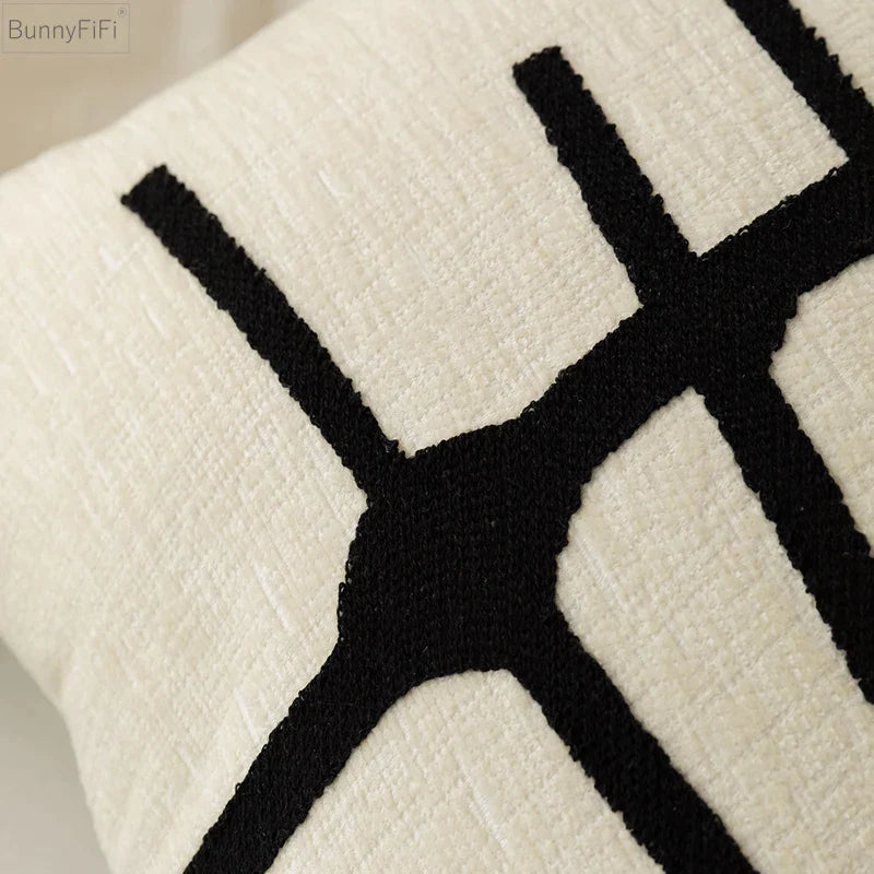 Chenille Embroidery Pillow Cover 45x45cm/30x50cm Afralia™ Cozy Abstract Pattern for Living Room