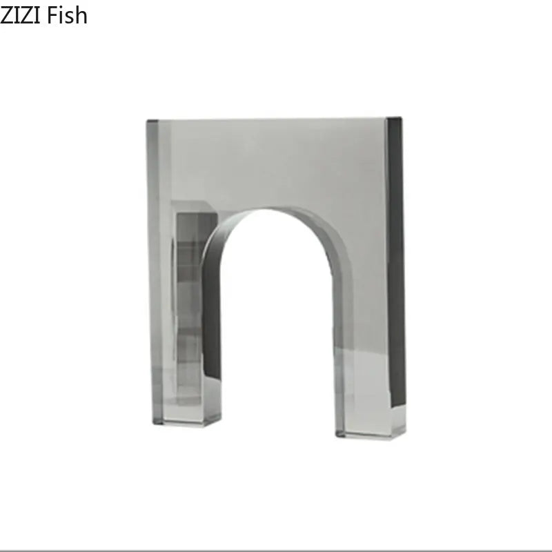 Afralia™ Geometric Crystal Arch Glass Sculpture Desk Decoration Ornament
