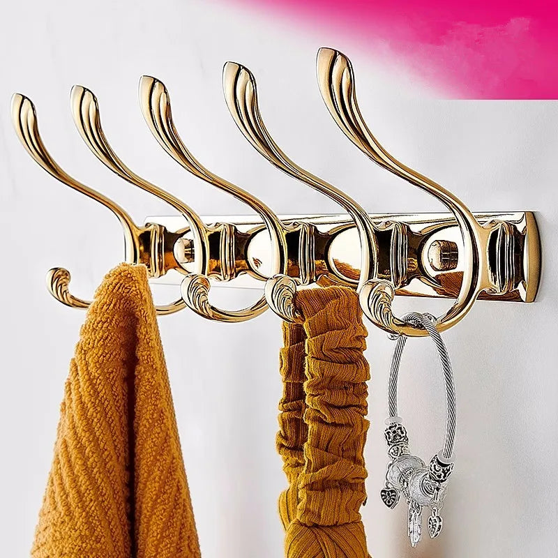 Afralia™ Brass Gold Towel Hook: Wall Mount Bathroom/Kitchen Hanger