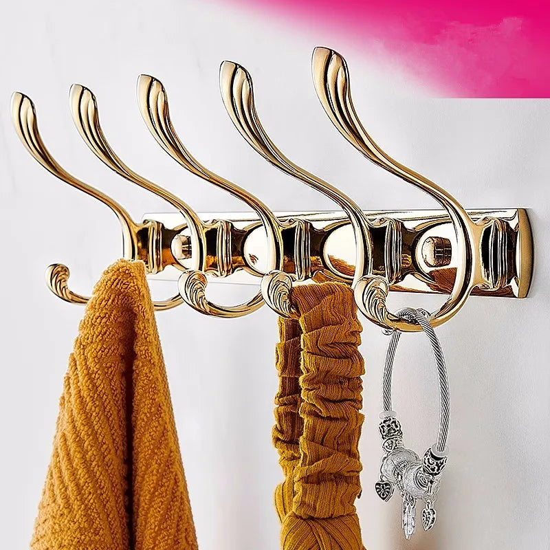 Afralia™ Rose Gold Brass Towel Hook Wall Mount - Bathroom & Kitchen Accessories