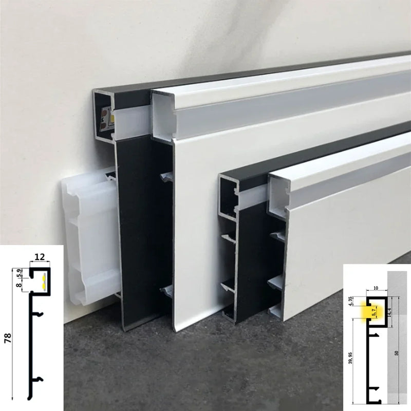 Afralia™ LED Aluminium Profile Baseboard 1M/2M Linear Light Bar for Surface Mounted Skirting