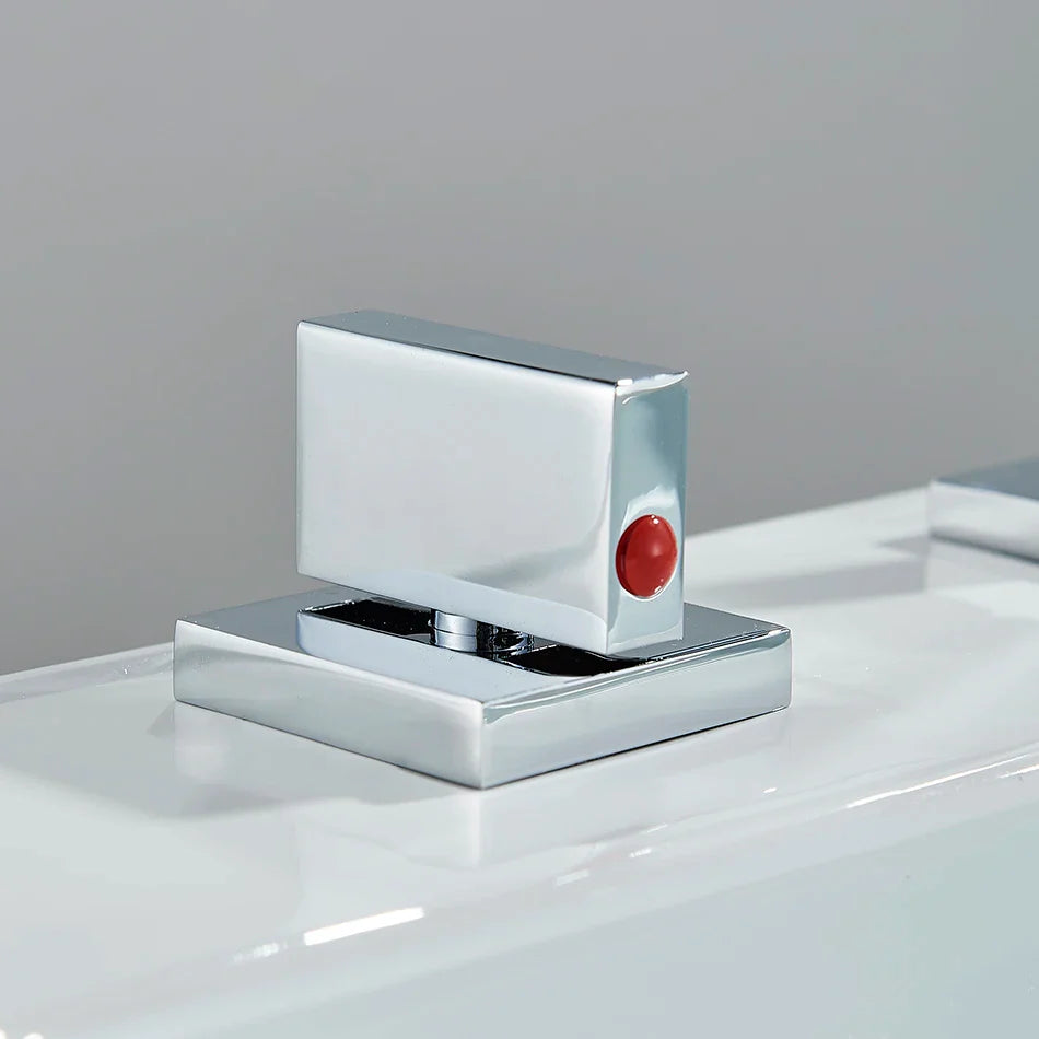 Afralia™ Dual Handle Basin Faucet: Deck Mounted Hot Cold Water Mixer Taps for Bathroom