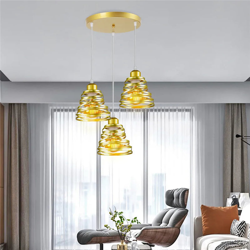 Afralia™ Metal Cage Pendant Light Trio for Kitchen Island & Living Room