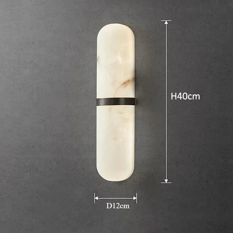 Afralia™ Semicylinder LED Wall Light 12W Imitation Marble Decor Sconce for Home Décor