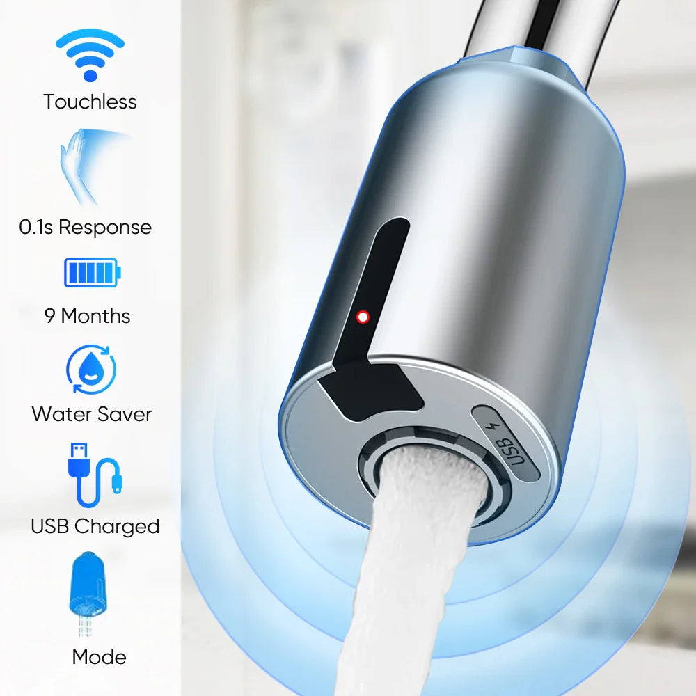 Afralia™ Intelligent Faucet Sensor Mixer for Bathroom Kitchen - Water-Saving Red Light Adapter