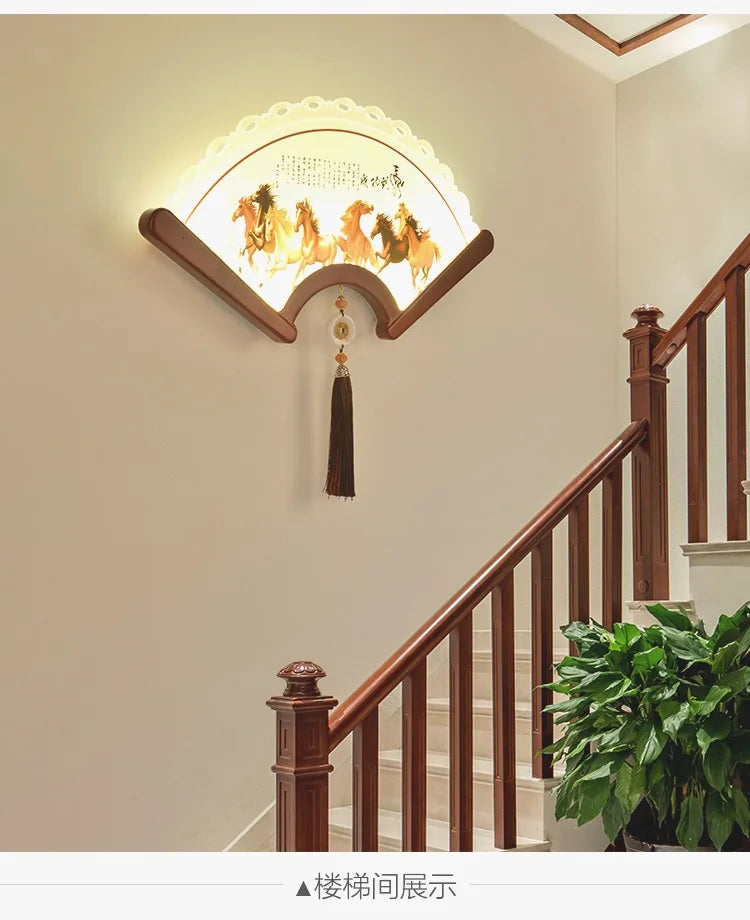 Afralia™ Fan-shaped Wood LED Wall Lamp for Bedroom & Living Room