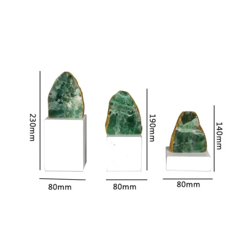 Afralia™ Green Agate Crystal Stone Figurine on Marble Base for Home Decor