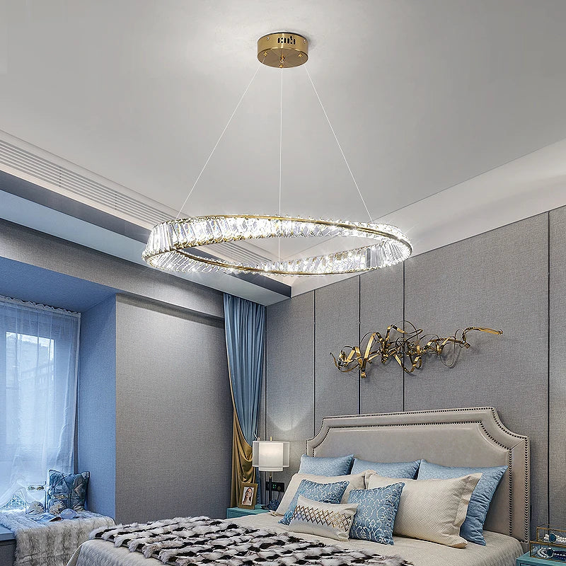 Afralia™ Crystal Chandelier: Modern Circular LED Lighting for Luxurious Living Room, Bedroom, Dining Room