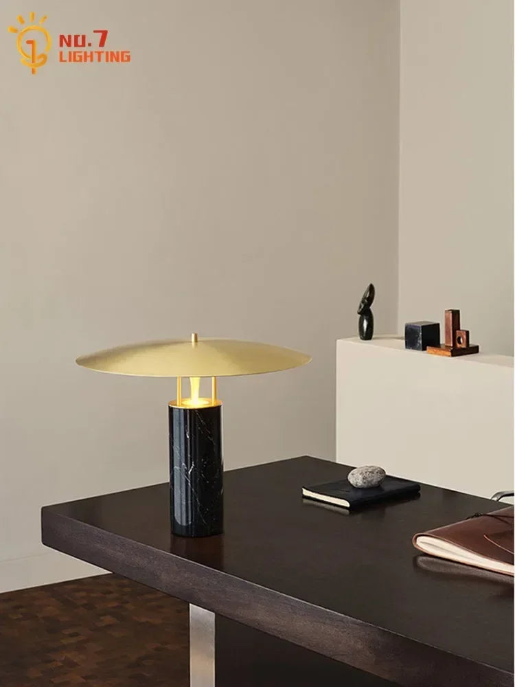 Afralia™ Marble Mushroom Table Lamp LED Art Decor Living Bedroom Study Home Office