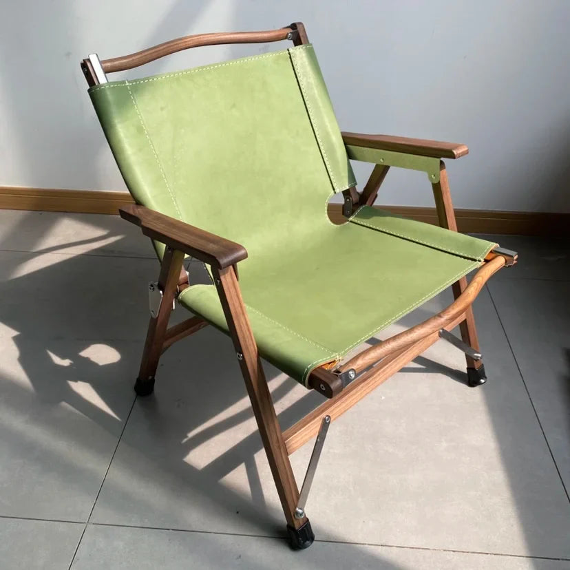 Afralia™ Folding Portable Backrest Chair Black Walnut: Outdoor Camping Leisure Garden Chair