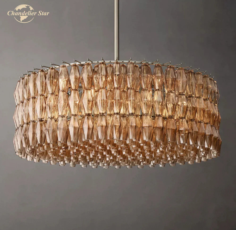 Afralia™ LED Smoke Glass Chandelier Pendant Light for Living Room Decor