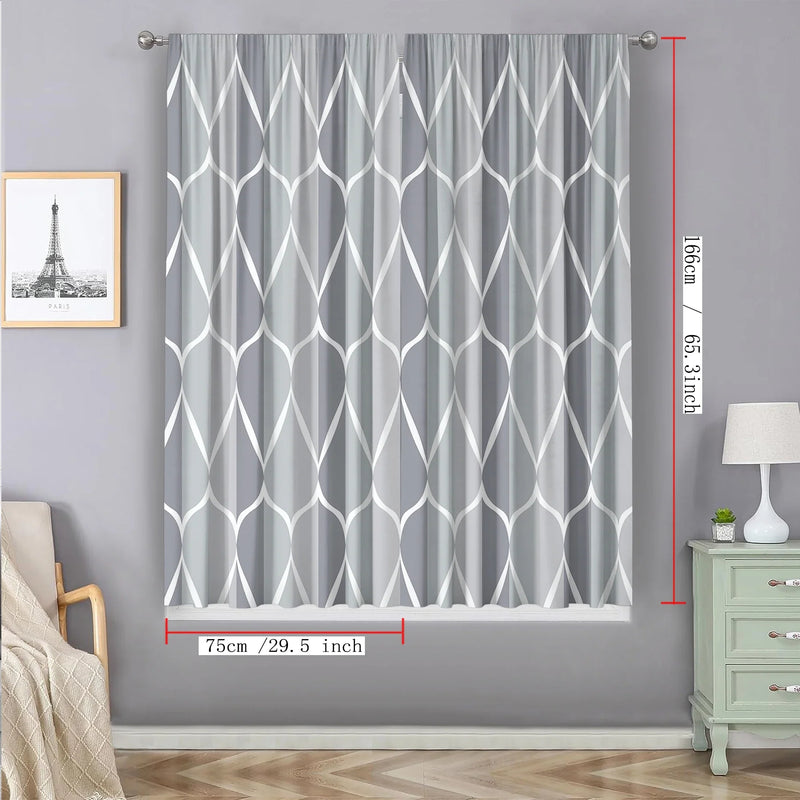 Afralia™ Space Geometry Rod Pocket Curtains for Home Decoration in Kitchen, Living Room