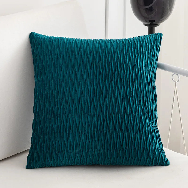 Afralia™ Velvet Striped Pleated Square Pillowcase