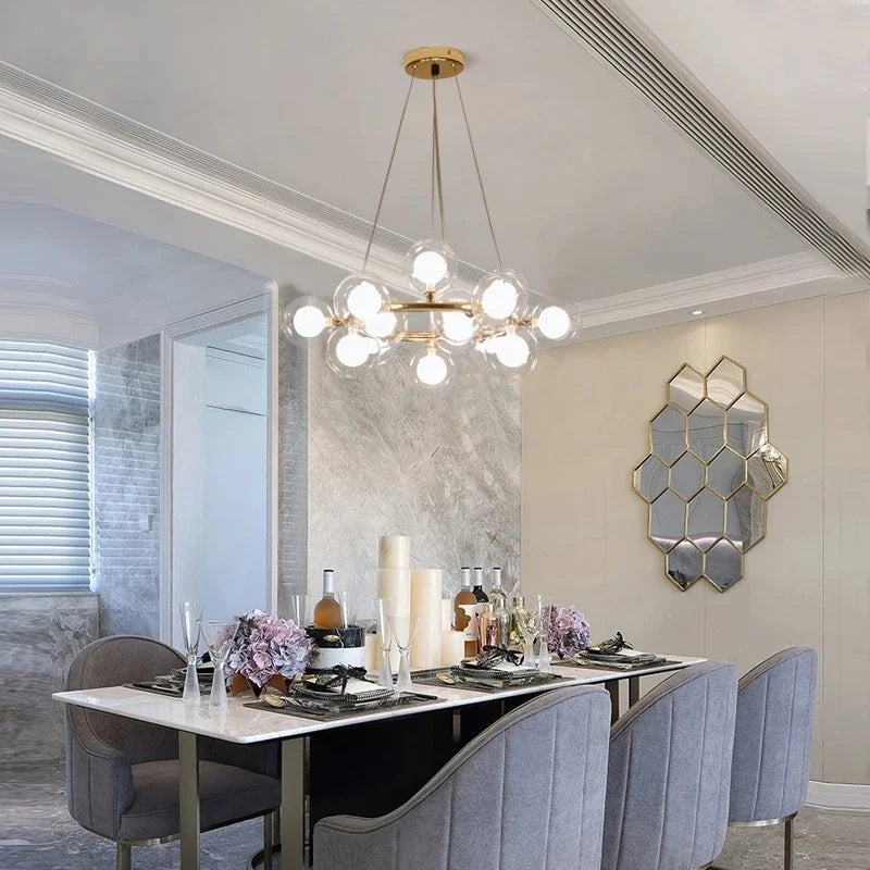 Afralia™ Molecular Glass Ball Chandelier with Magic Bean G4 LED Pendant Lights