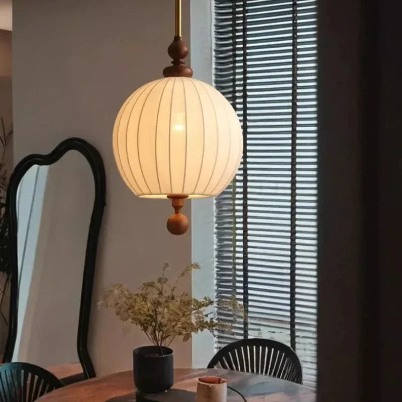 Afralia™ Zen Art Wood Fabric Pendant Light: Vintage Wabi-sabi LED E27 for Bedroom, Restaurant, Tea Room