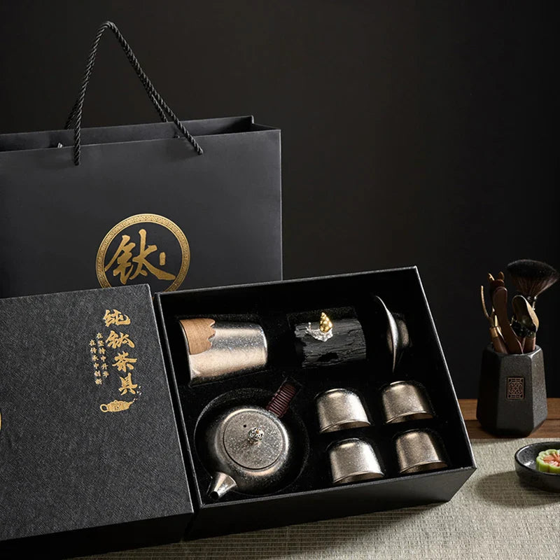 Afralia™ Titanium Chinese Tea Set: High Grade Round Kung Fu Puer Tea Set